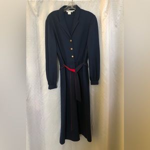 Navy Schrader Sport shirtdress with reversible belt. Size 14